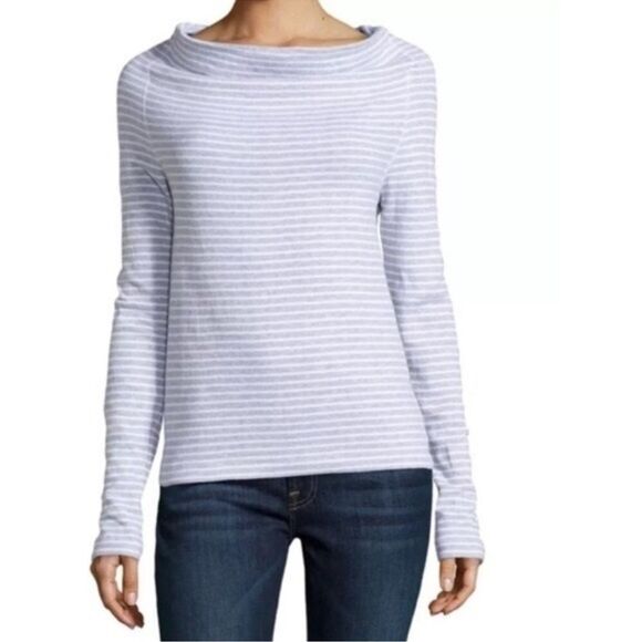 Standard James Perse Striped Cowl Neck Knit Top Womens 4 (XL) Gray/White - Picture 1 of 7